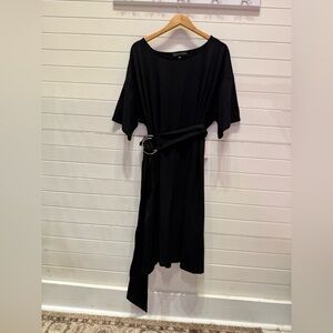 ELOQUII Black Dress with Silver Belt Ring